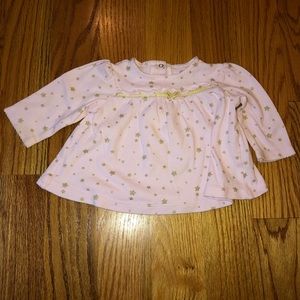Little Me pink shirt with gold stars shirt size 9 months